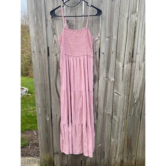 PrettyGarden Dresses & Skirts - PrettyGarden Mauve Pink Smocked Tiered Maxi Dress Womens Size Small Boho Summer